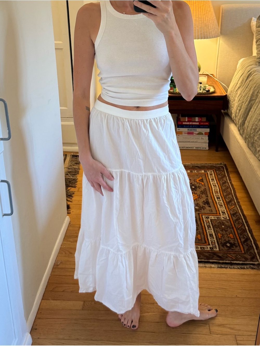 Vintage White Tiered Maxi Skirt